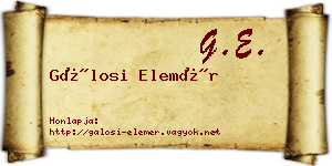 Gálosi Elemér névjegykártya